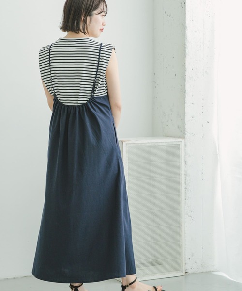 ITEMS URBANRESEARCH(アイテムズ アーバンリサーチ)の「リネンキャミワンピース(ワンピース・レディース・ネイビー/チャコールグレー/ベージュ・FREE)」の3枚目の写真
