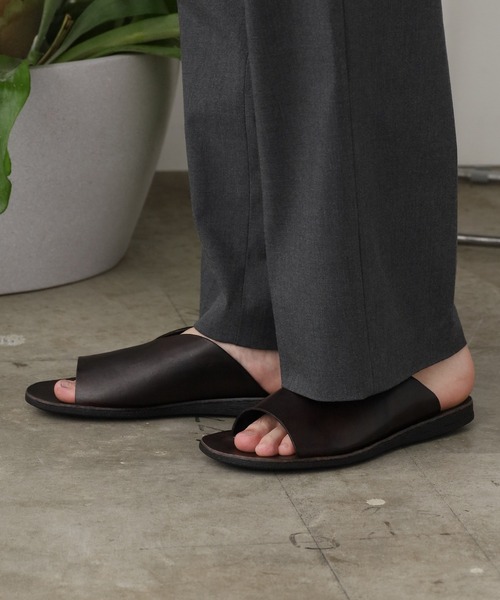 BRADOR ダークブラウン サンダル 41 BRADOR（ブラドール）の「BRADOR/ブラドール LEATHER SANDALS