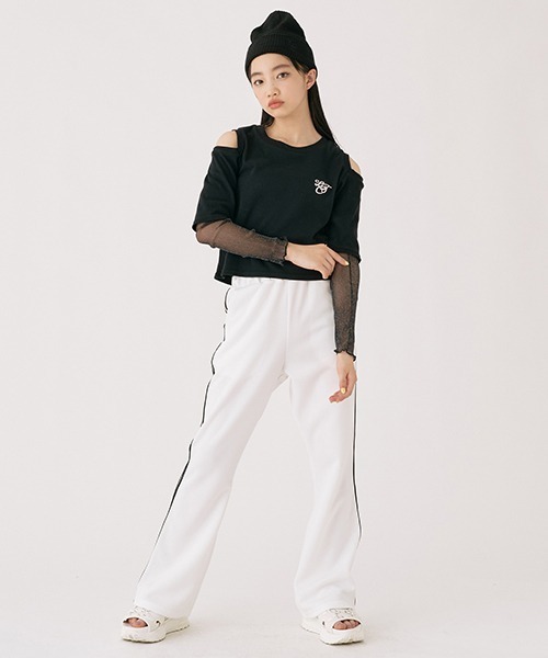 LOVETOXIC（ラブトキシック）の「【LTXC】接触冷感ラインフレアパンツ（その他パンツ・キッズ・ブラック/オフホワイト・SS/S/M/L）」の15枚目の写真