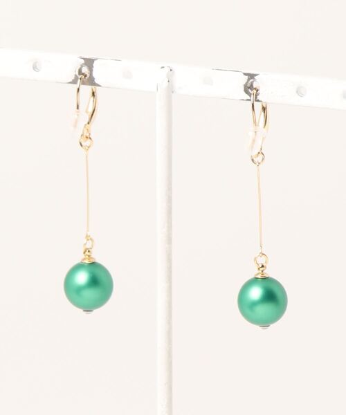 tone(トーン)の「【Le soleil】エレガントgreen スワロフスキーパールピアス(MA)(ピアス(両耳用)・レディース・グリーン・FREE)」の3枚目の写真