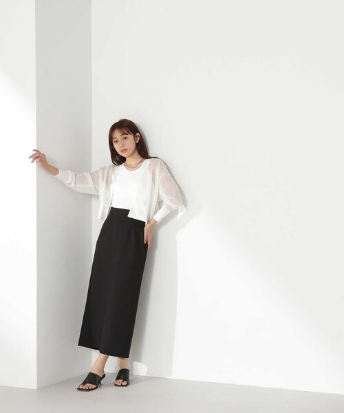 NATURAL BEAUTY BASIC(ナチュラルビューティーベーシック)の「◇クロップドシアーカーディガン(カーディガン/ボレロ・レディース・ブラック/ダークグリーン/ダークブラウン/オフホワイト・FREE)」の17枚目の写真
