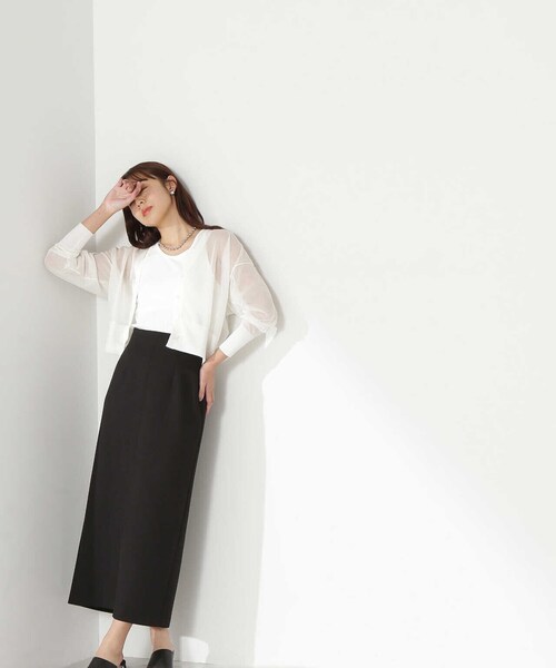 NATURAL BEAUTY BASIC(ナチュラルビューティーベーシック)の「◇クロップドシアーカーディガン(カーディガン/ボレロ・レディース・ブラック/ダークグリーン/ダークブラウン/オフホワイト・FREE)」の19枚目の写真