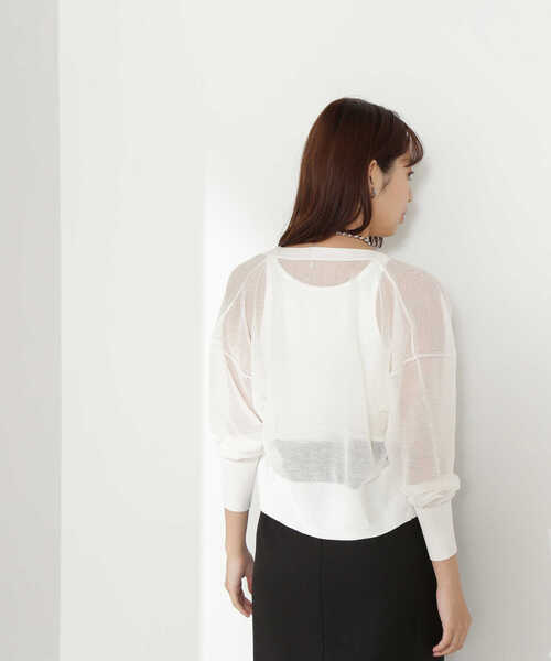 NATURAL BEAUTY BASIC(ナチュラルビューティーベーシック)の「◇クロップドシアーカーディガン(カーディガン/ボレロ・レディース・ブラック/ダークグリーン/ダークブラウン/オフホワイト・FREE)」の21枚目の写真