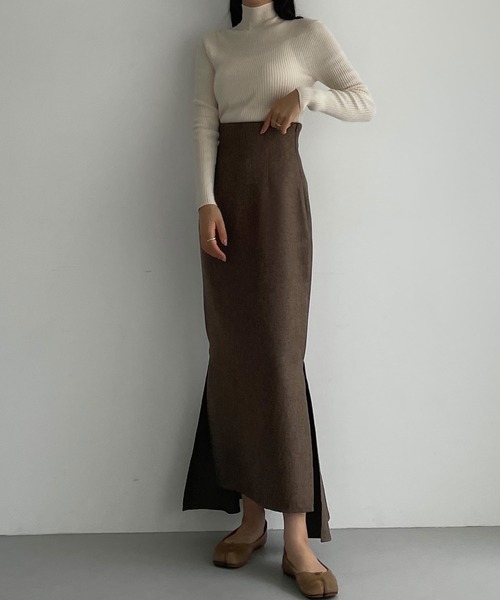 Louere（ルエレ）の「ハイウエストヘリンボーンスリットマーメイドスカート（スカート・レディース・ベージュ/ブラウン/ブラック/グレー・X-LARGE/SMALL/MEDIUM/LARGE）」の18枚目の写真