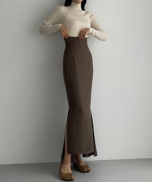 Louere（ルエレ）の「ハイウエストヘリンボーンスリットマーメイドスカート（スカート・レディース・ベージュ/ブラウン/ブラック/グレー・X-LARGE/SMALL/MEDIUM/LARGE）」の20枚目の写真