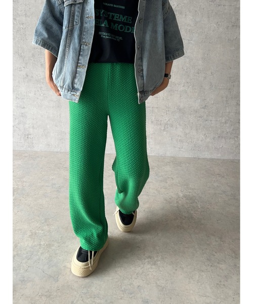 owndaily(オンデイリー)の「ワッフルレギンスパンツ(その他パンツ・レディース・ブラック/ピンク/ブルー/グリーン・FREE)」の3枚目の写真