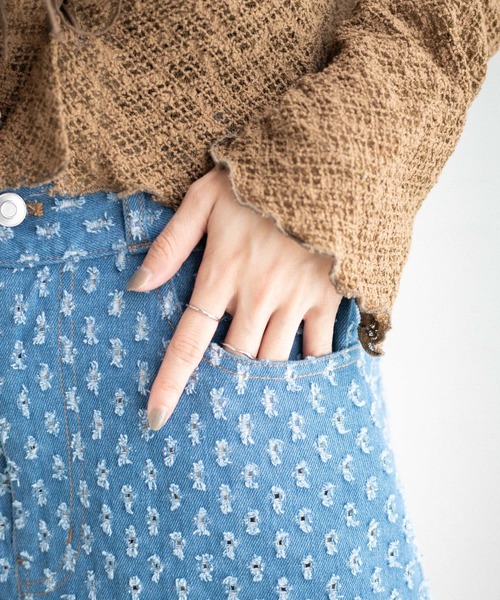 WEGO（ウィゴー）の「WEGO/パンチングデニム台形ミニスカート（デニムスカート・レディース・ライトインディゴブルー・FREE）」の2枚目の写真