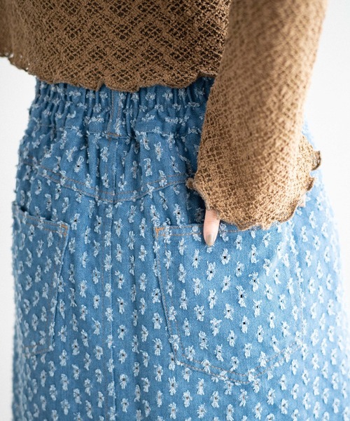 WEGO（ウィゴー）の「WEGO/パンチングデニム台形ミニスカート（デニムスカート・レディース・ライトインディゴブルー・FREE）」の3枚目の写真