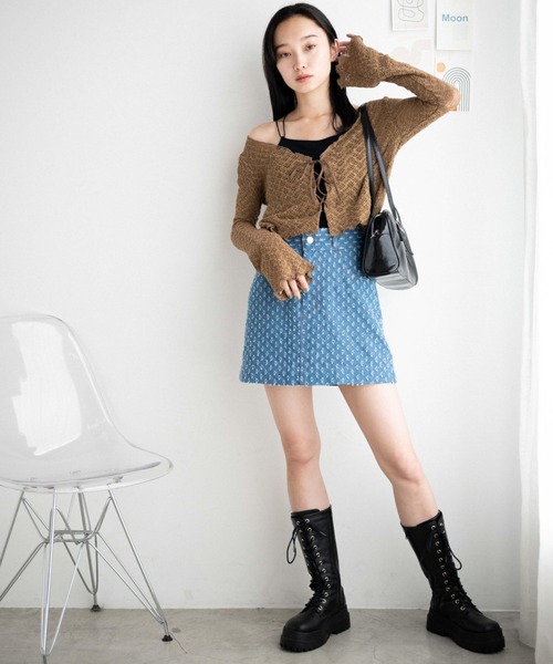 WEGO（ウィゴー）の「WEGO/パンチングデニム台形ミニスカート（デニムスカート・レディース・ライトインディゴブルー・FREE）」の9枚目の写真