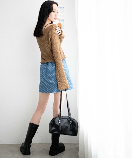 WEGO（ウィゴー）の「WEGO/パンチングデニム台形ミニスカート（デニムスカート・レディース・ライトインディゴブルー・FREE）」の10枚目の写真