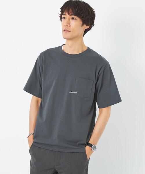 UNIVERSAL OVERALL(ユニバーサルオーバーオール)の「【別注】<UNIVERSAL OVERALL>GLR ロゴ エンブロ ポケット Tシャツ(Tシャツ/カットソー・メンズ・ホワイト/ライム/ダークグレー・M/S/L)」の3枚目の写真