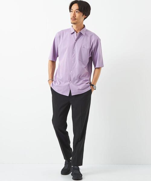 green label relaxing（グリーンレーベルリラクシング）の「クリアジャージ オープンカラー シャツ（シャツ/ブラウス・メンズ・ライラック/ライトグレー/ワインレッド/ネイビー・L/S/M/XL）」の8枚目の写真