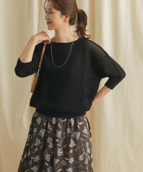 URBAN RESEARCH DOORS（アーバンリサーチドアーズ）の「ボートネックガータープルオーバー（ニット/セーター・レディース・ブラック/ブラウン・MEDIUM）」の4枚目の写真