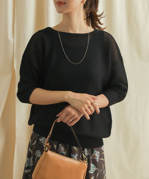 URBAN RESEARCH DOORS（アーバンリサーチドアーズ）の「ボートネックガータープルオーバー（ニット/セーター・レディース・ブラック/ブラウン・MEDIUM）」の9枚目の写真