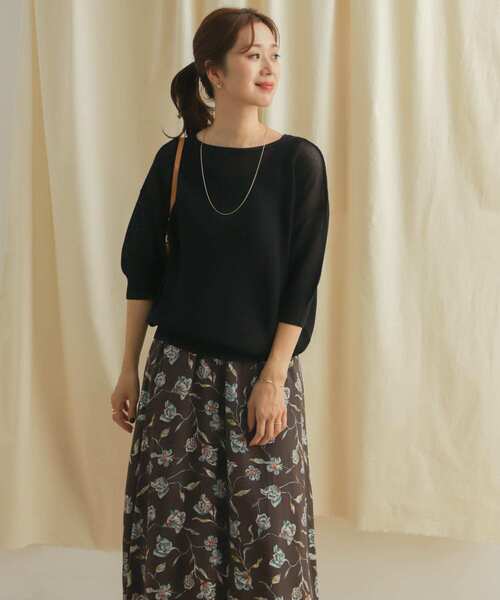 URBAN RESEARCH DOORS（アーバンリサーチドアーズ）の「ボートネックガータープルオーバー（ニット/セーター・レディース・ブラック/ブラウン・MEDIUM）」の11枚目の写真