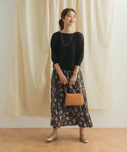 URBAN RESEARCH DOORS（アーバンリサーチドアーズ）の「ボートネックガータープルオーバー（ニット/セーター・レディース・ブラック/ブラウン・MEDIUM）」の12枚目の写真