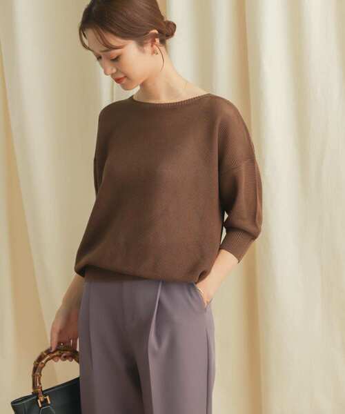 URBAN RESEARCH DOORS（アーバンリサーチドアーズ）の「ボートネックガータープルオーバー（ニット/セーター・レディース・ブラック/ブラウン・MEDIUM）」の14枚目の写真