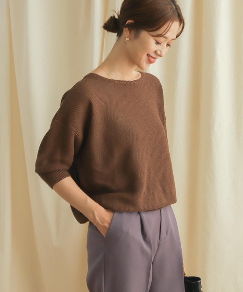 URBAN RESEARCH DOORS（アーバンリサーチドアーズ）の「ボートネックガータープルオーバー（ニット/セーター・レディース・ブラック/ブラウン・MEDIUM）」の16枚目の写真