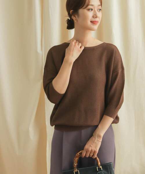 URBAN RESEARCH DOORS（アーバンリサーチドアーズ）の「ボートネックガータープルオーバー（ニット/セーター・レディース・ブラック/ブラウン・MEDIUM）」の19枚目の写真