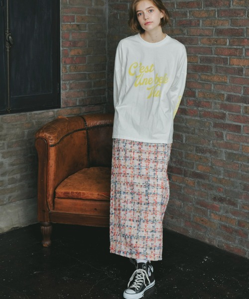 Unitage(ユニテージ)の「ツイードチェックロングスカート(スカート・レディース・ピンク/グリーン・MEDIUM/SMALL)」の18枚目の写真