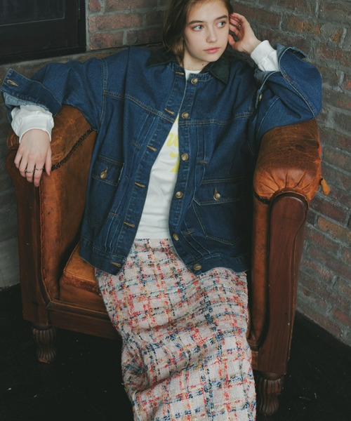 Unitage(ユニテージ)の「ツイードチェックロングスカート(スカート・レディース・ピンク/グリーン・MEDIUM/SMALL)」の21枚目の写真