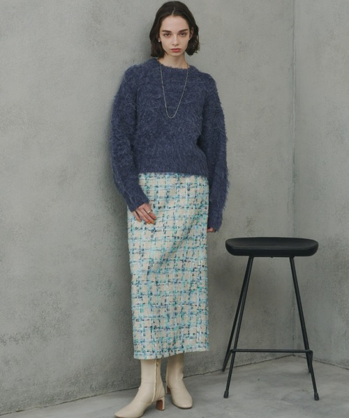 Unitage(ユニテージ)の「ツイードチェックロングスカート(スカート・レディース・ピンク/グリーン・MEDIUM/SMALL)」の9枚目の写真