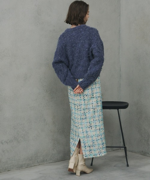 Unitage(ユニテージ)の「ツイードチェックロングスカート(スカート・レディース・ピンク/グリーン・MEDIUM/SMALL)」の7枚目の写真