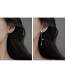 (ポスト:925シルバー)アレルギー対応北斗七星ジルコン非対称ピアス