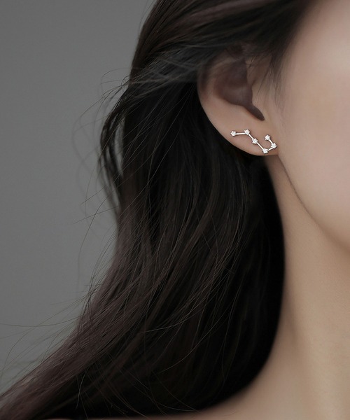 ピアス 速達 唐草ピアス バイカラー シルバー925 18KGP フープピアス