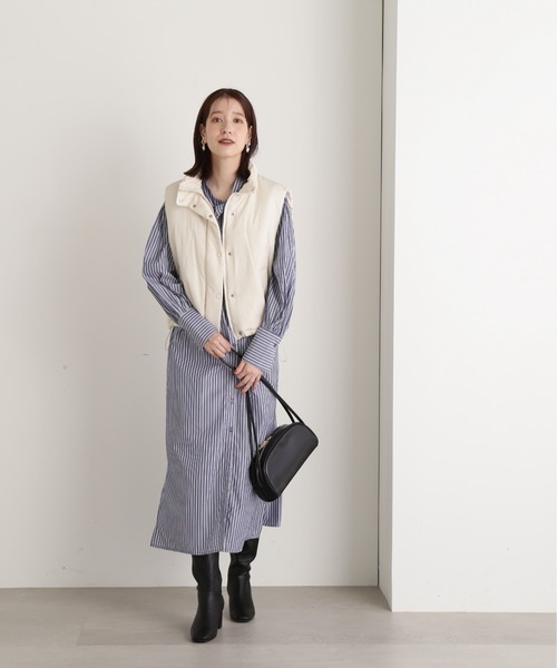 N.（N. Natural Beauty Basic）（エヌエヌナチュラルビューティーベーシック）の「◆スタンドネック中綿ベスト（ベスト・レディース・ブラック/ベージュ/オフホワイト・MEDIUM）」の22枚目の写真