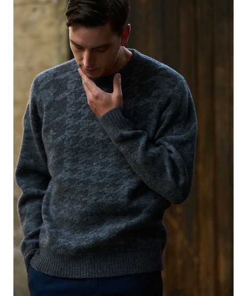 MEN'S BIGI（メンズビギ）の「千鳥格子グレークルーネックニット（ニット/セーター・メンズ・グレー・03/01/02）」の12枚目の写真