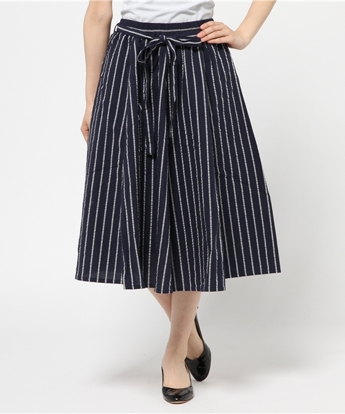 DISCOAT（ディスコート）の「【Discoat】綿麻サッカーハギフレアスカート（スカート・レディース・ホワイト/オフホワイト/ネイビー・LARGE/MEDIUM）」の15枚目の写真