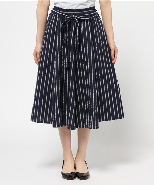 DISCOAT（ディスコート）の「【Discoat】綿麻サッカーハギフレアスカート（スカート・レディース・ホワイト/オフホワイト/ネイビー・LARGE/MEDIUM）」の12枚目の写真