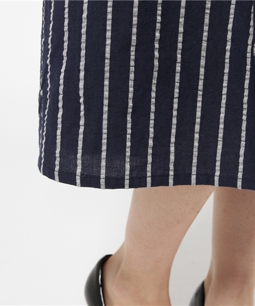 DISCOAT（ディスコート）の「【Discoat】綿麻サッカーハギフレアスカート（スカート・レディース・ホワイト/オフホワイト/ネイビー・LARGE/MEDIUM）」の7枚目の写真