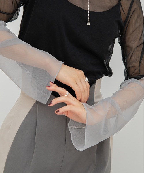 VACANCY(ヴァカンシー)の「配色刺繍タトゥーシアートップス(Tシャツ/カットソー・レディース・ブルー/ブラック/グレー/グリーン・FREE)」の7枚目の写真