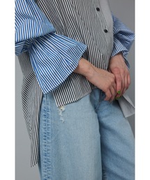 美品 ヘリンドットサイ ブルーストライプ アシンメトリー