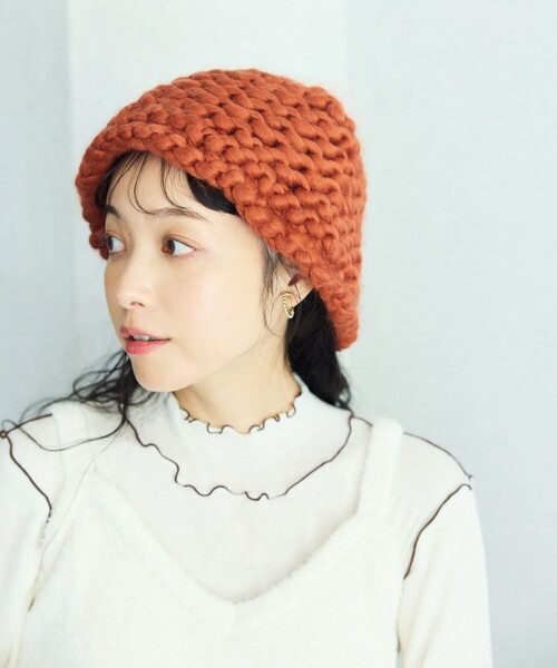 FREAK'S STORE（フリークスストア）の「ボリューム ニットハット（ニットキャップ/ビーニー・レディース・オレンジ/ブラック/ベージュ・ONE SIZE）」の3枚目の写真