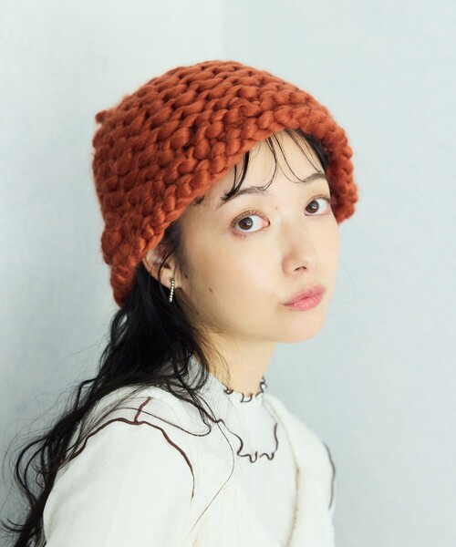 FREAK'S STORE（フリークスストア）の「ボリューム ニットハット（ニットキャップ/ビーニー・レディース・オレンジ/ブラック/ベージュ・ONE SIZE）」の5枚目の写真