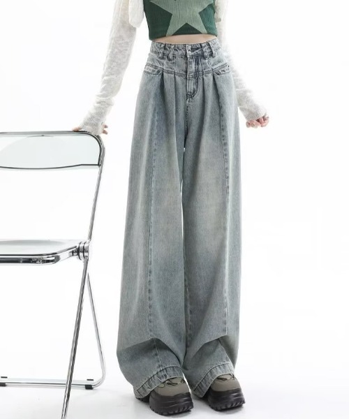 Vipoa(ヴィポア)の「2タックビンテージワイドバギーデニム(デニムパンツ・レディース・ブルー・MEDIUM/LARGE)」の13枚目の写真