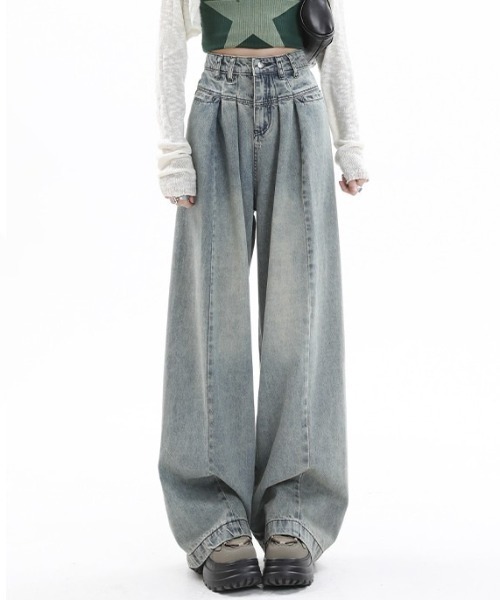 Vipoa(ヴィポア)の「2タックビンテージワイドバギーデニム(デニムパンツ・レディース・ブルー・MEDIUM/LARGE)」の15枚目の写真