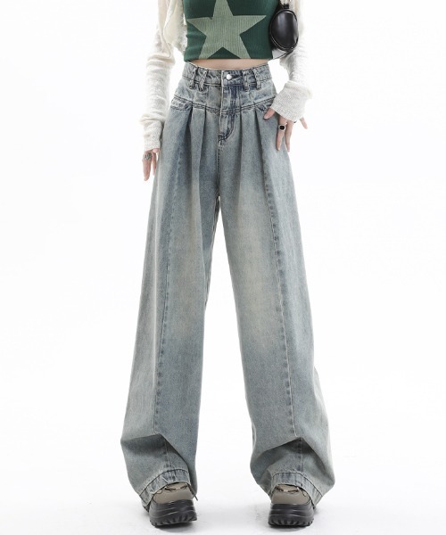 Vipoa(ヴィポア)の「2タックビンテージワイドバギーデニム(デニムパンツ・レディース・ブルー・MEDIUM/LARGE)」の14枚目の写真