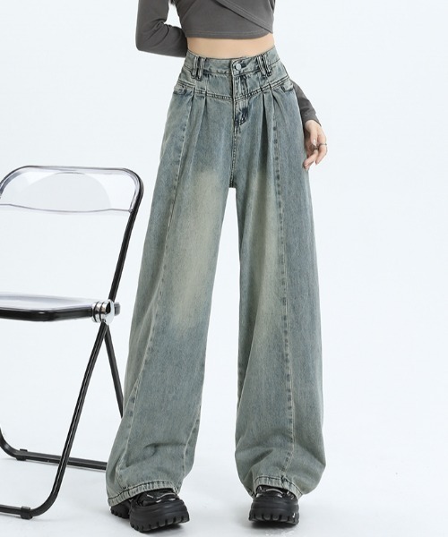 Vipoa(ヴィポア)の「2タックビンテージワイドバギーデニム(デニムパンツ・レディース・ブルー・MEDIUM/LARGE)」の17枚目の写真