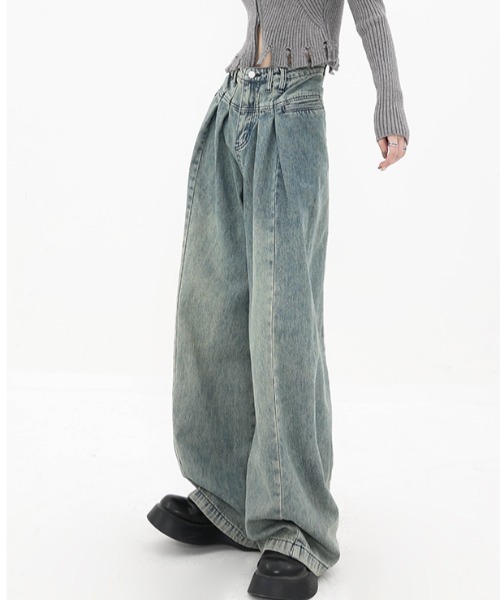 Vipoa(ヴィポア)の「2タックビンテージワイドバギーデニム(デニムパンツ・レディース・ブルー・MEDIUM/LARGE)」の18枚目の写真