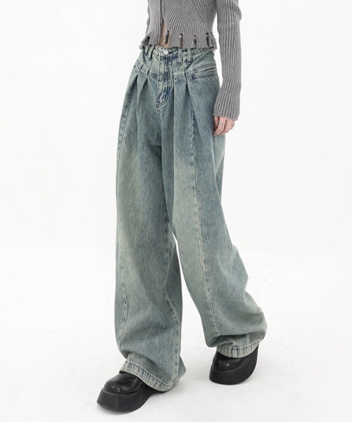Vipoa(ヴィポア)の「2タックビンテージワイドバギーデニム(デニムパンツ・レディース・ブルー・MEDIUM/LARGE)」の21枚目の写真