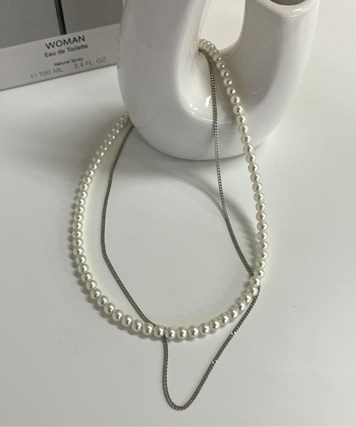 prose verse(プロズヴェール)の「パールXチェーン2連ネックレス(ネックレス・レディース・ゴールド/シルバー・フリ-)」の5枚目の写真