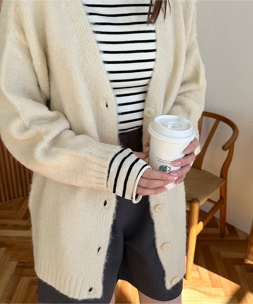 LE MORE(リモア)の「シンプルボーダータートルニット(ニット/セーター・レディース・アイボリー/ブラック・FREE)」の10枚目の写真