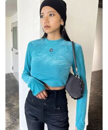 EMODA | ポイントロゴベロアクロップトップ(Tシャツ/カットソー)