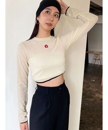 EMODA | ポイントロゴベロアクロップトップ(Tシャツ/カットソー)