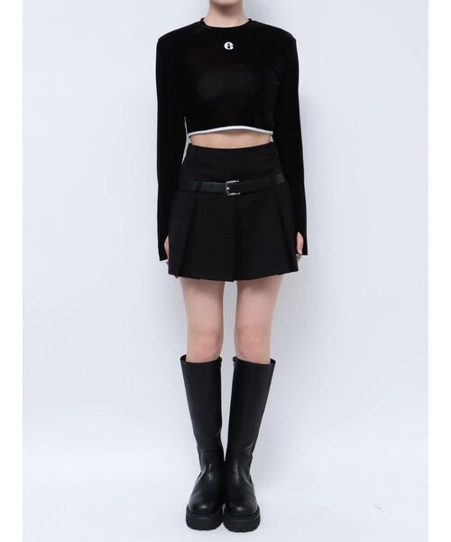 EMODA(エモダ)の「ポイントロゴベロアクロップトップ(Tシャツ/カットソー・レディース・ブラック/ブルー/アイボリー/ネイビー・FREE)」の9枚目の写真