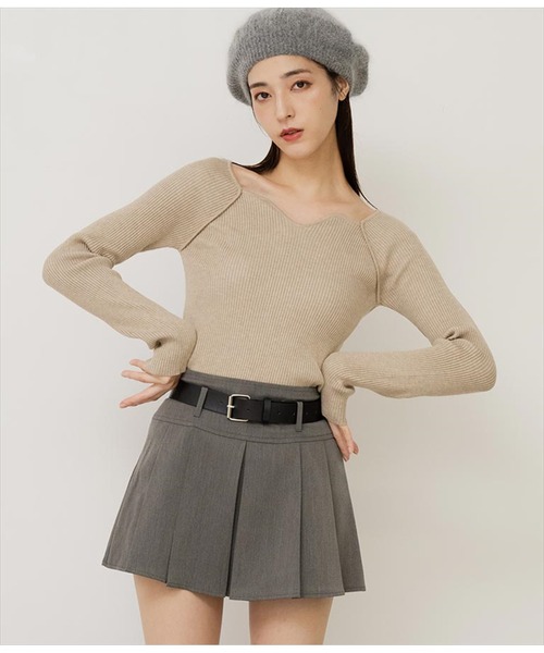 ANAP(アナップ)の「キーネックリブニットトップス(ニット/セーター・レディース・アイボリー/ブラック/ベージュ/ネイビー・FREE)」の8枚目の写真